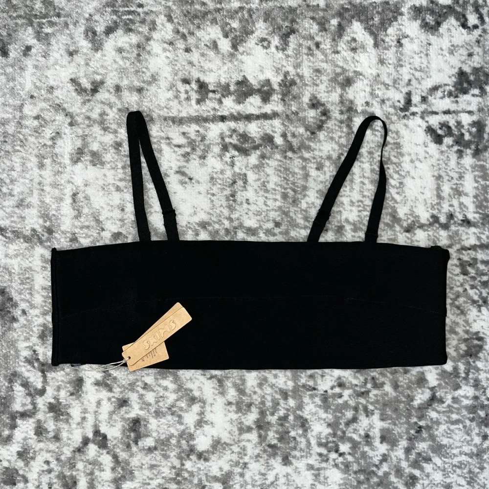 New SKIMS Knit Swim Bandeau Bikini Top in Onyx